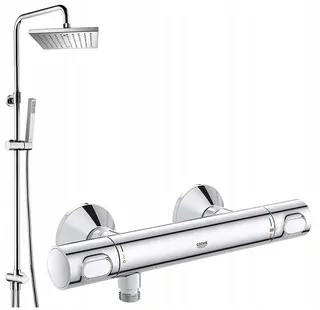 Nástenná sprchová batéria Omnires UNI chróm + Grohe GROHTHERM 500 chrómová